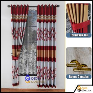 Gorden Blackout Import Tebal Motif Minimalis Modern Model Smokering Tinggi 200 cm