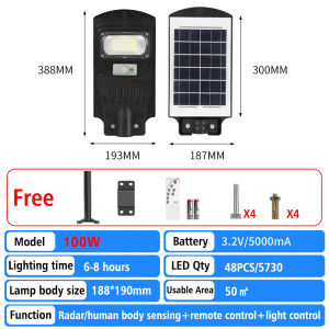Solar street light solar light outdoor waterproof heavy duty solar street lamp automatic with sense remote