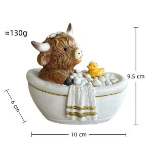 AU New Bathroom Decor Highland Cow Statue Resin Ornament Crafts Creative Holiday Home Decor Gift