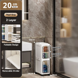 SIV 20-27cm Slim Cabinet Space Saver Cabinet Plastic Foldable Side Cabinet For Bathroom Living Room