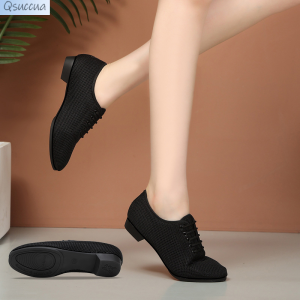 Jazz Dance Shoes Women Latin Ballroom Female Salsa Tango Shoes Girls Practice Dance Shoe Mesh Upper Rubber Sole Ladies Sneakers