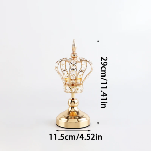 Tempat Lilin Kristal Mahkota Tempat Lilin Pernikahan Meja Tuan Rumah Hotel Ornamen Logam Hotel Ornamen Makan Malam Cahaya Lilin