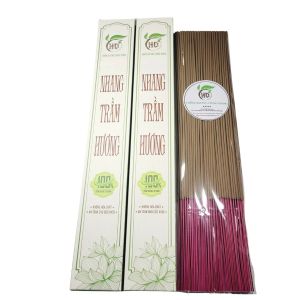 Nhang trầm hương sạch bột trầm tự nhiên không hóa chất ít khói không cuốn tàn Hộp 180 cây dài 30cm OGANIC- Trầm Hương Hùng Dung