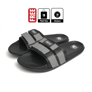 Dilset - Kaisi Gray | Sandal Slop Velcro | Sandal Slide | Sandal Slide Pria Wanita | Sandal Original