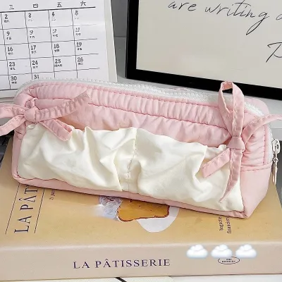 COD Tempat Pensil Imut Awan Pita Pink Tempat Pouch Pillow Korea Kotak Dengan Kapasitas Yang Luas Kotak Pensil Wanita Remaja Imut Untuk Sekolah & Kantor