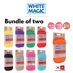 [ Bundle of 2 ] White Magic Dishwashing Sponge Washing Up Pad  Double sided  scrub foam  non-scratch  Chemical-Free Cleaning with just water Singapore
