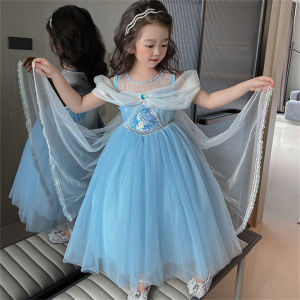 Elsa Summer Princess Dress Girls Cosplay Masquerade Party Vestidos Kids Birthday Clothes Children Carnival Halloween Gown