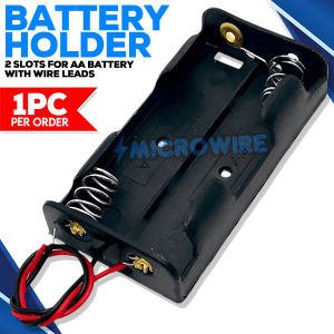 MW Plastic Battery Storage Case with Wire Leads – Holds 2 x AA Batteries