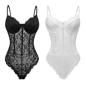 Lace and Mesh Bodysuit Designed for Women Comfortable and Breathable Lace Lingerie Enhancing Their Charm and Confidence