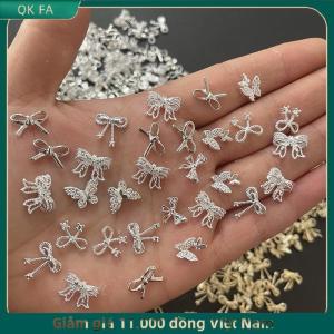 QK FA ✨ Vàng Bạc Hoa Làm Móng Tay Phụ Kiện Móng Tay Thạch Móng Tay Nghệ Thuật Đồ Trang Sức Bow Móng Tay Trang Trí 3D Móng Tay Nghệ Thuật Khoan