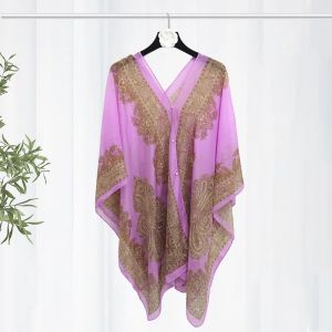 Holiday Beach Scarf Chiffon Cardigan Travel Versatile Cape Summer Thin Sunscreen Printed Shawl