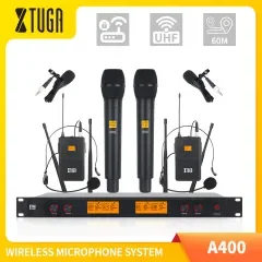 XTUGA A400 Professional 4-Channel UHF Wireless Headset Microphone/Lavalier  Lapel Microphone System Wireless Microphone System with Bodypack  Transmitter and UHF Diversity Receiver for Stage,Church,Family Party |  Lazada PH