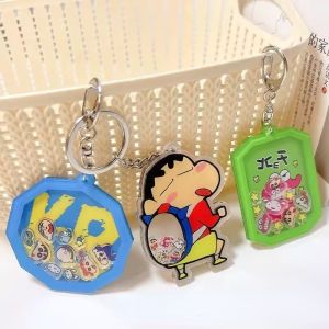 New Crayon Shin Chan Cute Rocker Pendant Keychain Acrylic Decorative Backpack Pendant Childrens Toy Creative Gift