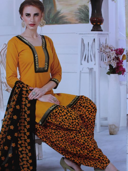 knee length dresses for ladies Unstitched Cotton Punjabi Red Suit Set Dress Material Fabric  Stilento