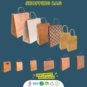 (5 Pcs) Paper Bag Coklat / Tas Belanja Sovenir Kado Wedding / Shopping Paper Bag / Tas Kertas Belanja 28x13.5x40.5 / SBG5