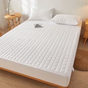 100% Waterproof Mattress Protector With Quilted Cotton Fabric Garterized Design Mattress Cover Fitted Bedsheet Protector Fully Cover Single Double Full Queen King Size