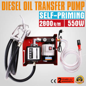 Portable Electric Oil Pump Kit 220V Diesel Pump Fuel Transfer Pump with Hose Nozzle for Fuel Diesel Kerosene Biodiesel