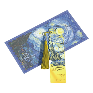 Oil Painting Theme Book Marker with Tassels Hollow Metal Bookmarks Book Page Marker for Book Lover Scrapbooking Reading