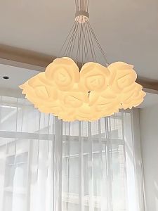 Luxury Cream Rose Floral Chandelier - An Elegant & Romantic Statement Light for Master Bedroom and Living Room