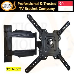 TV Bracket / Single Arm Full Motion Wall Mount For Display Up To 55" Television / Load Capacity below 31kg / Swivel / Turn Left Right / Tilt Up Down / Pull Back To The Wall 2 inch / Smooth and Good Quality (Black)
