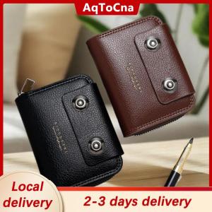 [COD] AqToCna Ship within 24 hours High-Quality PU Leather Mens Short Wallet Multi Slot Zipper Purse Portable Large Capacity Card Bag