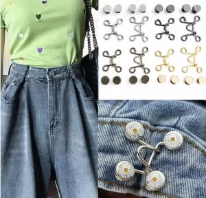 St.kunkka 4 Sets Adjustable Waist Buckle Extenders Nail-Free Removable Jeans Pants Tight Waist Buttons for Men Women 30mm/35mm