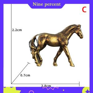 Nine percent Antique Brass Solid Long Tail Horse Figurines Miniatures Feng Shui Ornaments Copper Zodiac Animal Mini Desktop Decoration Crafts