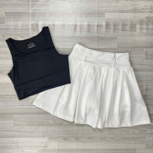 Bộ Váy Thể Thao 2 Lớp Kèm Áo Bra Đắp Chéo Có Mút BVT03 Vải Thun Lạnh Co Giãn Tốt Chơi Tennis Pickleball Cầu Lông Golf