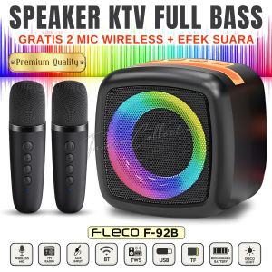 Speaker Bluetooth Karaoke GRATIS 2PC MIC WIRELESS FLECO F-92B [Bluetooth/Karaoke/USB/TF/FM/AUX-IN/TWS] | speaker aktif | speker aktif | speaker bluetooth | speaker karaoke | speaker full bass | speaker extra bass
