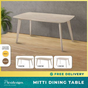 Flexidesignx MITTI Solid Wood Dining Table 120/140/150/180cm Walnut/Beech 4–8 Seater Wooden Table
