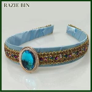 RAZIE BIN Girls Jasmine Blue Headbands Large Children Headwear Arabian Princess Hair Bands For Cosplay Party Hair Accessories