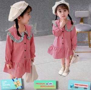 SALE Godwin Collection - Dress Shasha Kids Dress Anak Terbaru Pakaian Anak Kekinian Dress Motif Kotak-kotak Lucu Fashion Anak Perempuan Terlaris