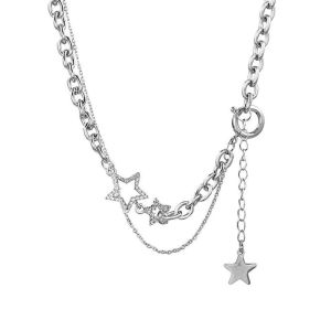 【♡Lovely girls house♡】Thời trang hợp kim trang sức nữ rhinestone Sun đồ treo trang trí hình ngôi sao Vòng cổ