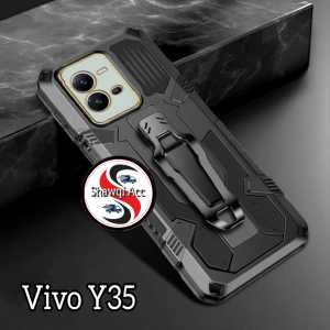Case Untuk Vivo Y35 New Casing Hp Kickstand Armor Belt Clip Terbaru