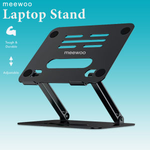Meewoo Laptop Stand Metal Computer Lifter Folding Portable Laptop Stand Adjustable Ergonomic Laptop Riser Heat Dissipation Bracket Non-slip for 10 to 17 inch Laptop Tablet Holder