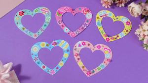 Motipuns 72 Pcs Mothers Day Craft Kits DIY Mothers Day Craft for Kids with Heart Wreath Heart Flower Gem Stickers Pom Poms Ribbon Foam Dots Paper Gifts for Mom Grandma Ladies Classroom DIY Activity