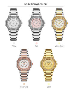 WWOOR สุภาพสตรีนาฬิกาหรูเพชรนาฬิกาหน้าปัดสี่เหลี่ยมนาฬิกาควอทซ์ญี่ปุ่นสุภาพสตรีวงสแตนเลสปฏิทินกันน้ำ