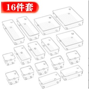 [COD]16pcs Acrylic Drawer Organizer Desk Bins Container Storage Box Cutout Handle NO LID