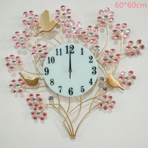 Ready Stock+❤Quick delivery+COD❤60*60CM DIY rich bird big wall clock living room 3D metal art wall clock modern office home decoration