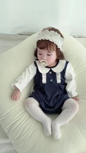 Pure cotton romper for newborn babies a Spring and autumn style outfit with lace collar for baby girls