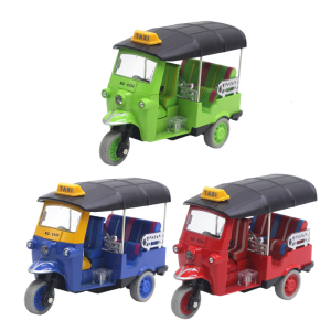 Retractable Authentic Thai Tricycle Car Model Toy for Children and Decoration Enthusiasts Duability Alloy
