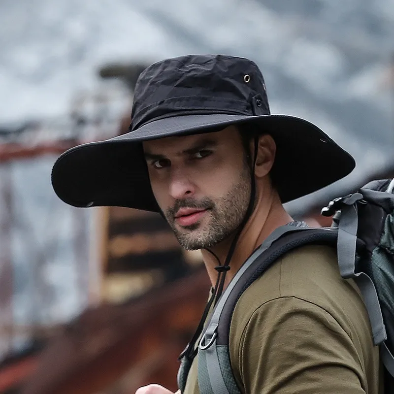 Waterproof Bucket Hat Wide Beach Hats Outdoor Hiking UV50+Boonie Cap  Fishing Hat Adjustable for Travel
