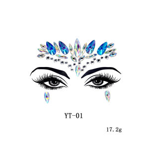 Face Jewelry Stiker Wajah Makeup Stiker Wajah Crystal Gems Halloween Hiasan Wajah