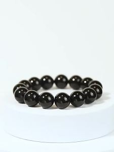 【Ship in 24H】Obsidian Beads Bracelet 黑曜石串珠手链手串 天然乌金黑曜石圆珠子弹力手链手串 (8mm-12mm)