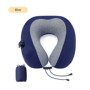 Compact Travel Neck Pillow Cushion Airplane Sleep Support - Inflatable and Removable Case