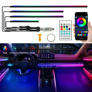 Car Ambient Lights RGB Universal Remote LED Atmosphere Lamp USB APP RGB  Control Acrylic Strip Light 5V