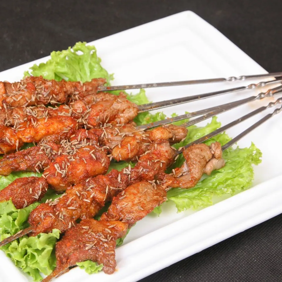 50 Chiếc Bộ Que Nướng BBQ Dẹt Bằng Thép Không Gỉ, Que Nướng BBQ