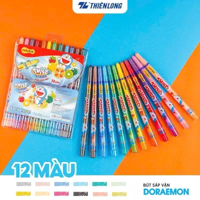Bút Sáp Vặn Doraemon Colokit Thiên Long – Hộp 12 Màu