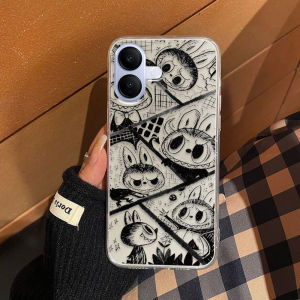 Phone Case for Vivo V60 Lite V60Lite V50 Lite 5G New 2025 Cute Cartoon Labubu Pattern Non-slip Transparent Silicone Soft Casing for VivoV60Lite VivoV50Lite 5G Phone Cover Case