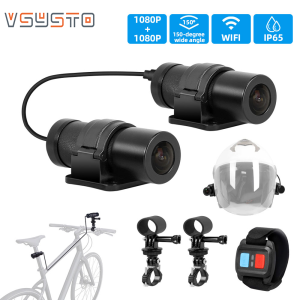 VSYSTO หมวกกันน็อก Dash Cam 1080P 150 องศา Starlight Night Vision หมวกกันน็อกกล้องแบตเตอรี่ความทนทาน 4 ชั่วโมงไร้สายรีโมทคอนโทรล WiFi กันน้ำ